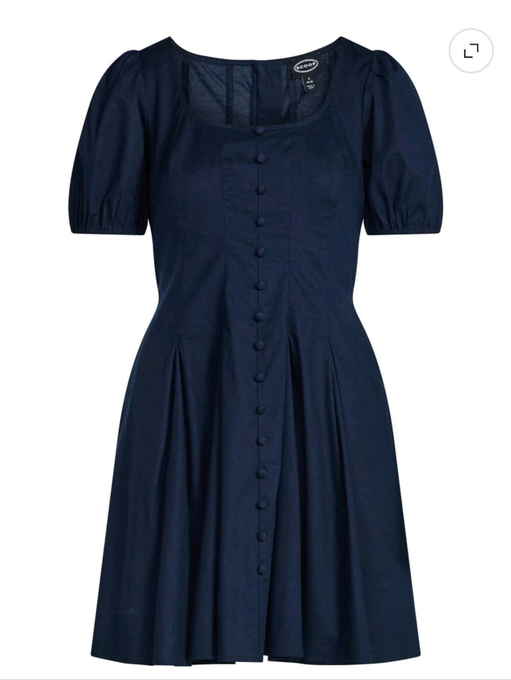 Scoop Women’s Button Front Mini Dress with Puff Sleeves